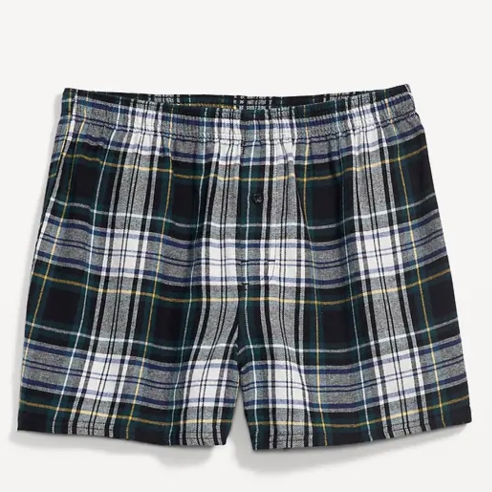 NWT Old Navy Flannel Boxers Pajamas / Green Plaid / S